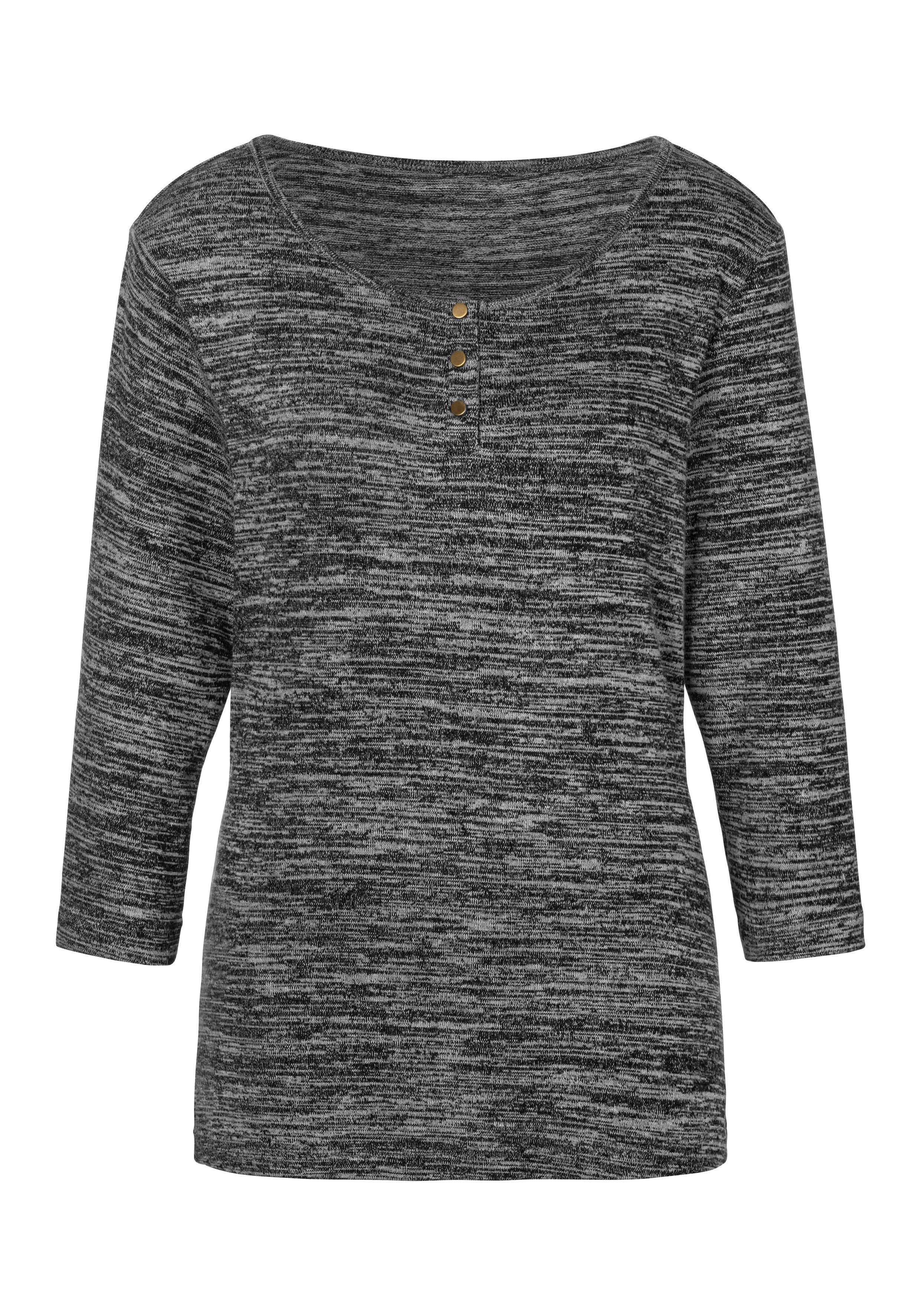 LASCANA 3/4-Arm-Shirt mit goldfarbenen Knöpfen aus günstig online kaufen