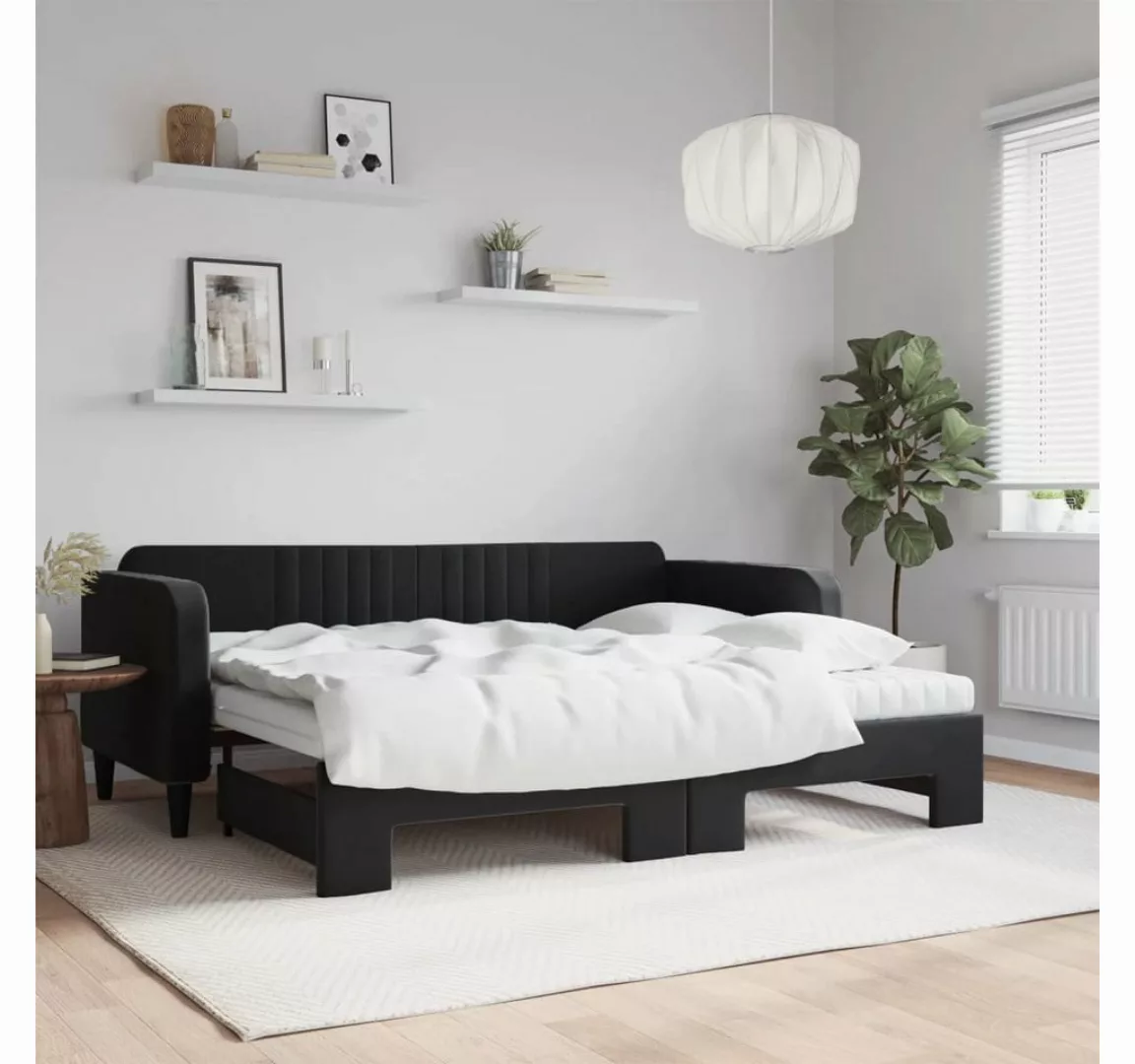 vidaXL Gästebett Gästebett Tagesbett Ausziehbar mit Matratzen Schwarz 90x20 günstig online kaufen