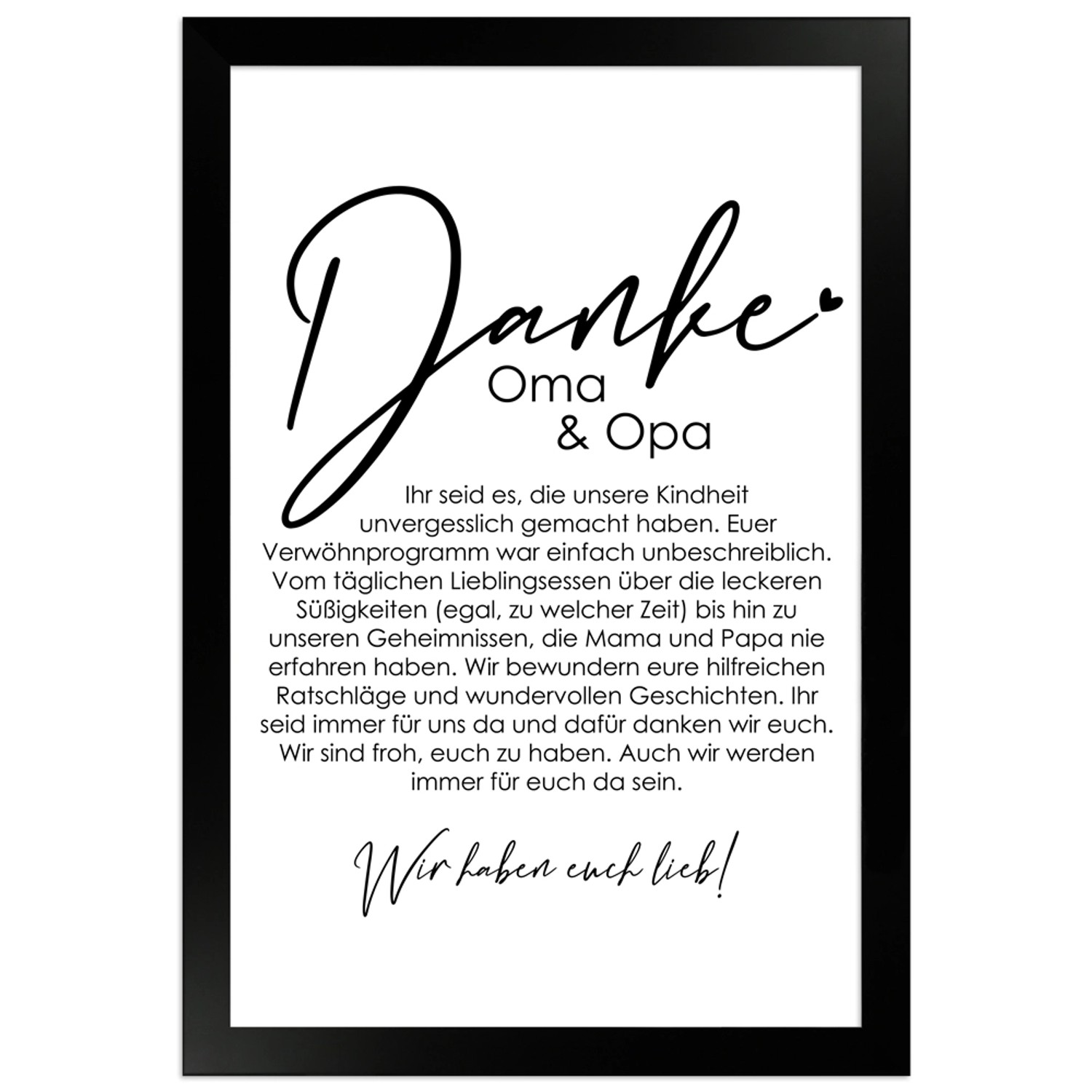 WANDStyle Gerahmtes Poster Danke Oma und Opa 20 x 30 cm Geschenkidee für Me günstig online kaufen