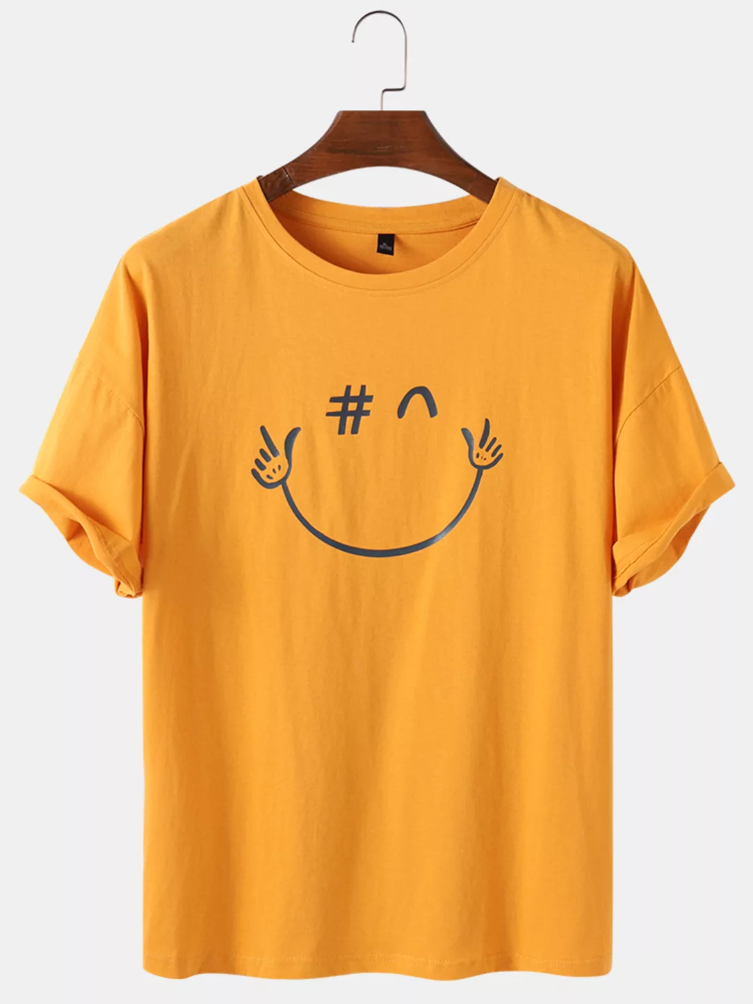 Lustige Emojis Print Herren atmungsaktive lose T-Shirts mit rundem Hals günstig online kaufen