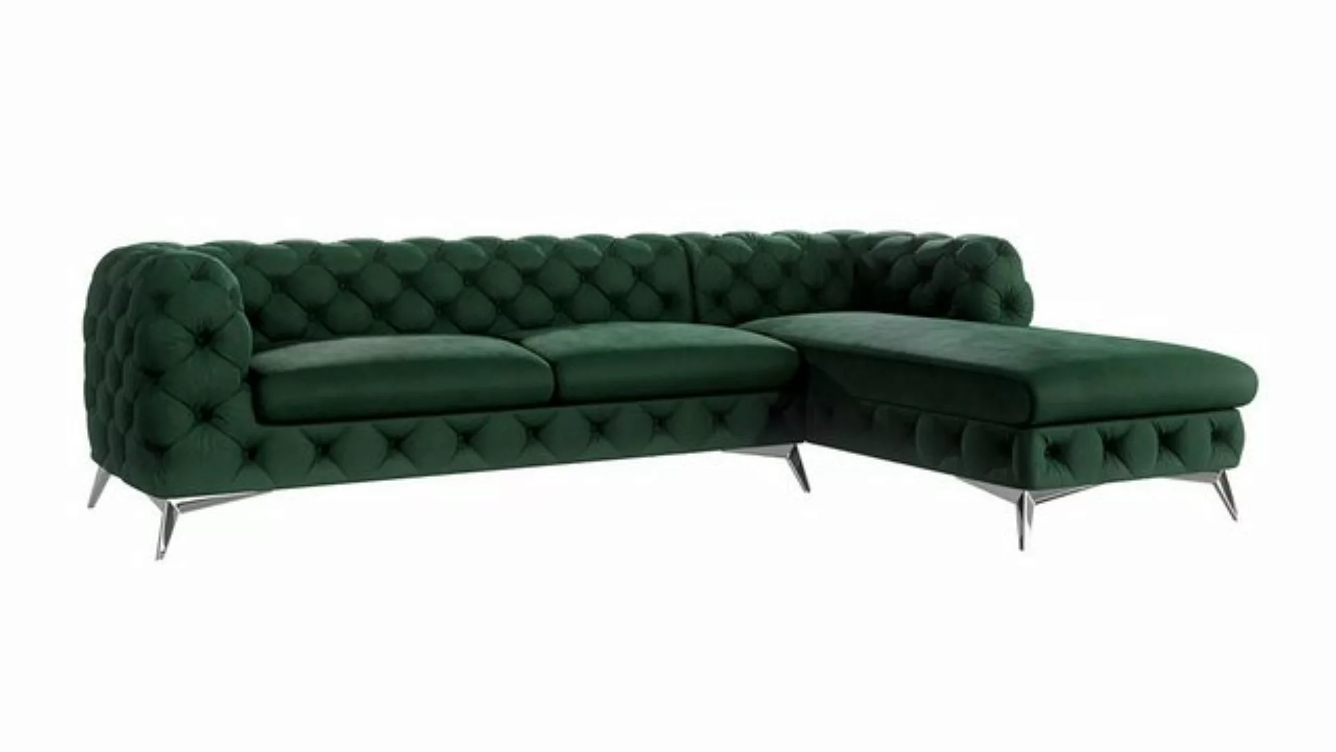 S-Style Möbel Ecksofa Chesterfield mit Ottomane Kalina mit Silber Metall Fü günstig online kaufen