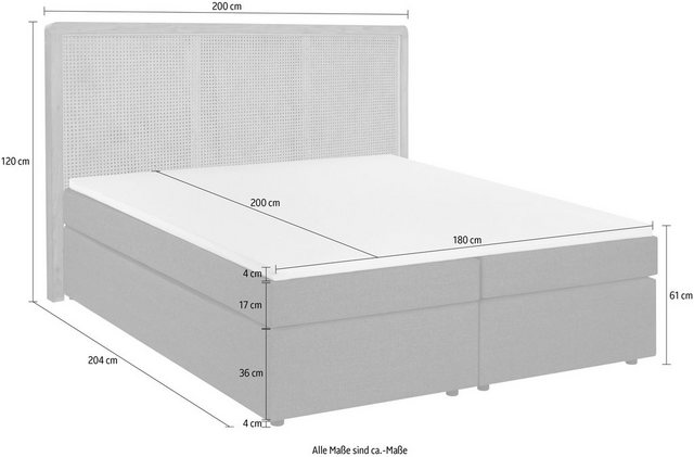 SIT Boxspringbett, Mit Rattan-Kopfteil günstig online kaufen