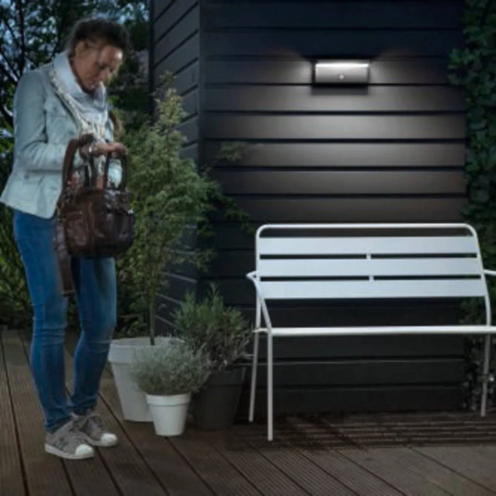 Philips myGarden LED Außenwandleuchte Bustan in anthrazit, mit Bewegungsmel günstig online kaufen