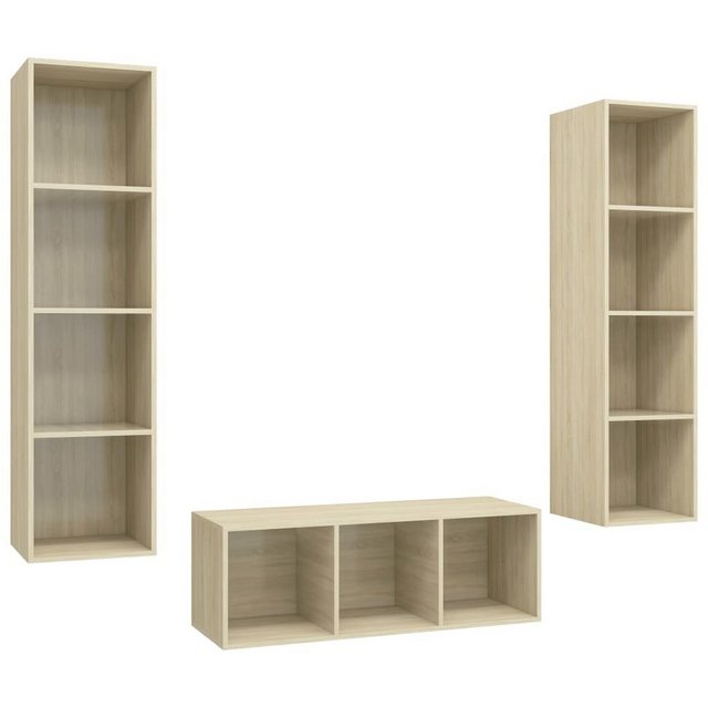 vidaXL TV-Schrank 3-tlg TV-Schrank-Set Sonoma-Eiche Spanplatte günstig online kaufen