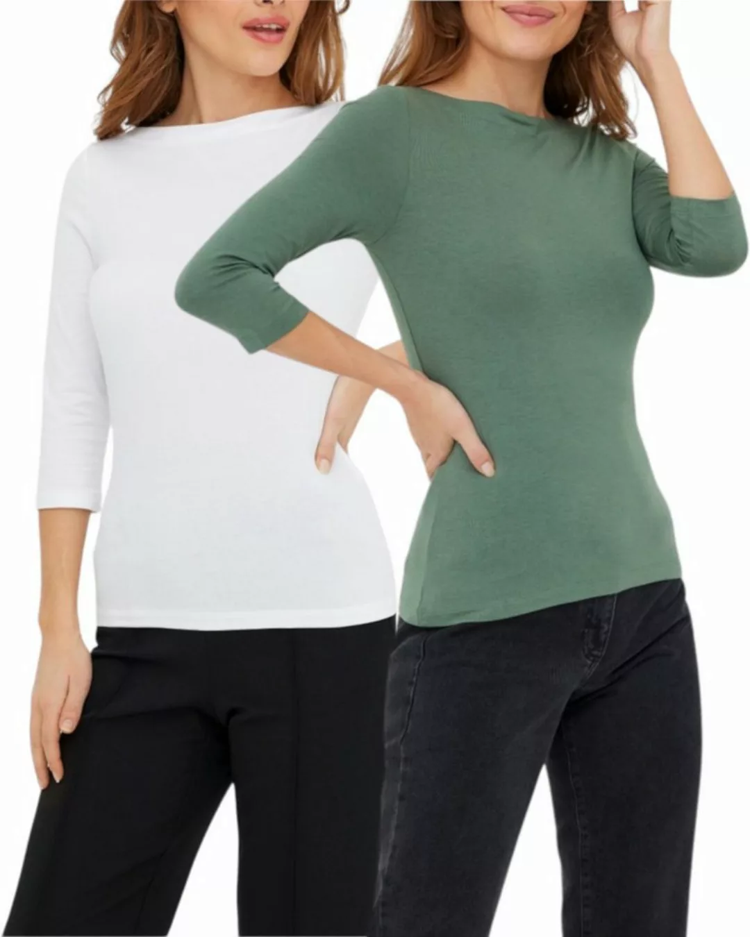 Vero Moda 3/4-Arm-Shirt (Set, 2er-Pack) in Unifarbe günstig online kaufen