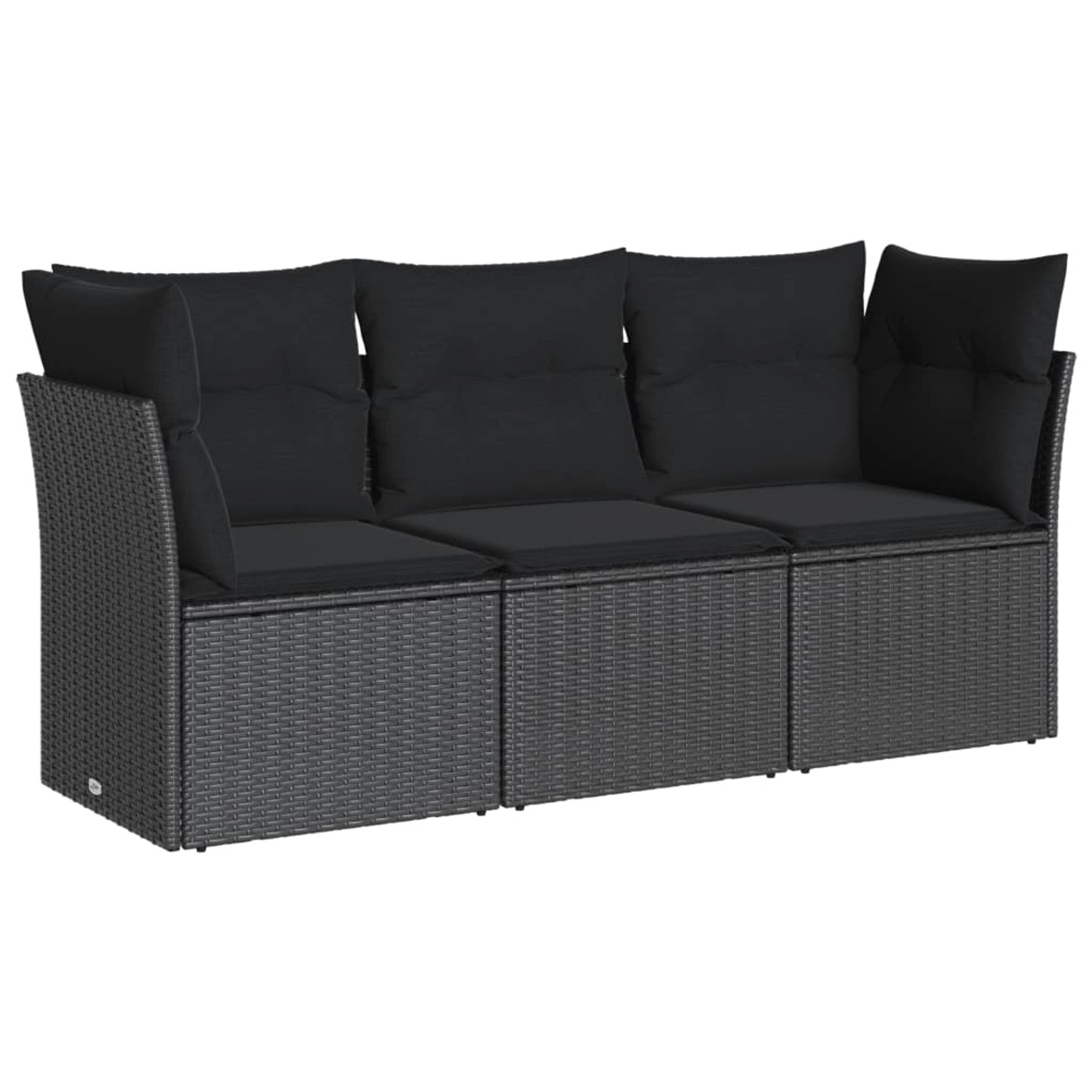 vidaXL 3-tlg Garten-Sofagarnitur mit Kissen Schwarz Poly Rattan Modell 6 günstig online kaufen