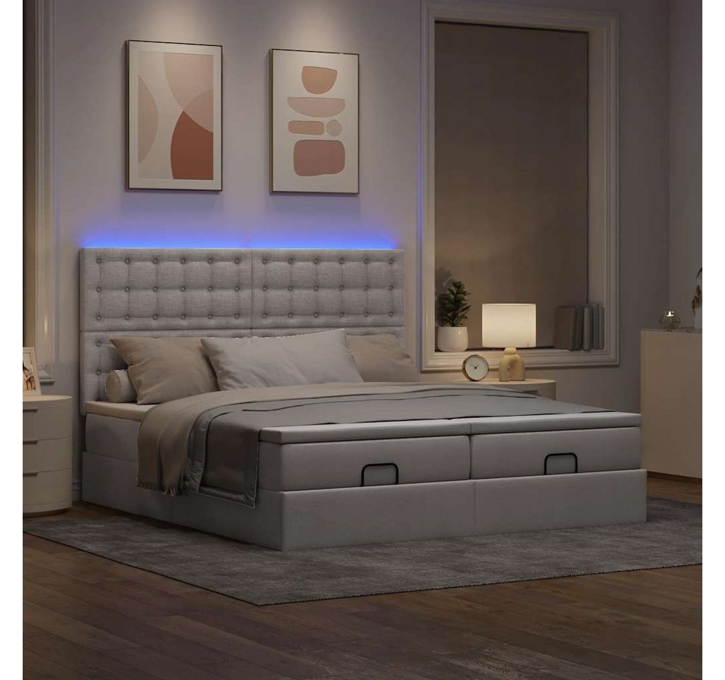 vidaXL Bett Ottoman-Bett mit Matratzen & LEDs Taupe 180x200 cm Stoff günstig online kaufen