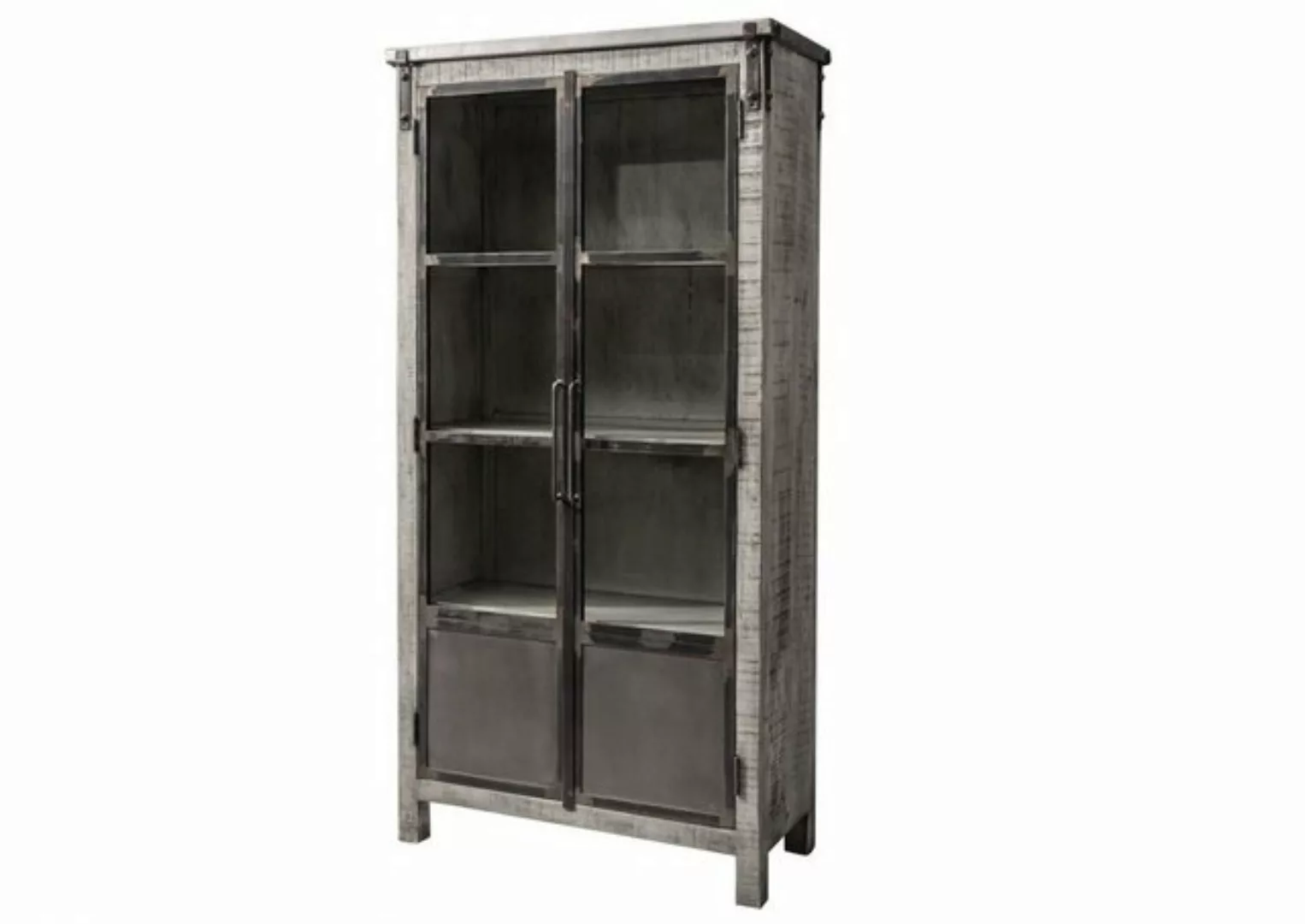 Massivmoebel24 Standvitrine (Vitrine Mango 90x40x180 grau lackiert HEAVY IN günstig online kaufen