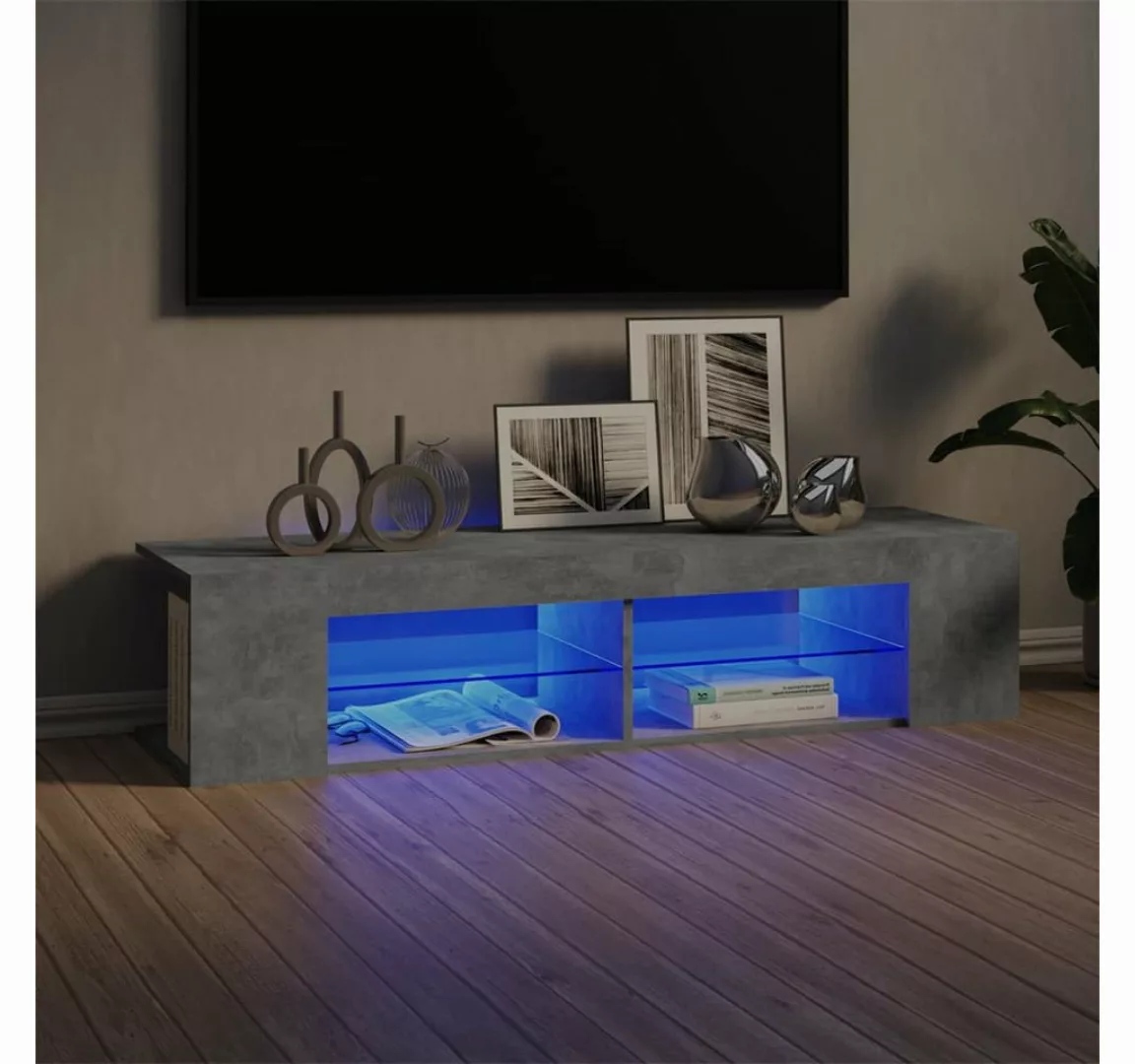 vidaXL TV-Schrank TV-Schrank mit LED Leuchten Betongrau 135x39x30 cm Lowboa günstig online kaufen