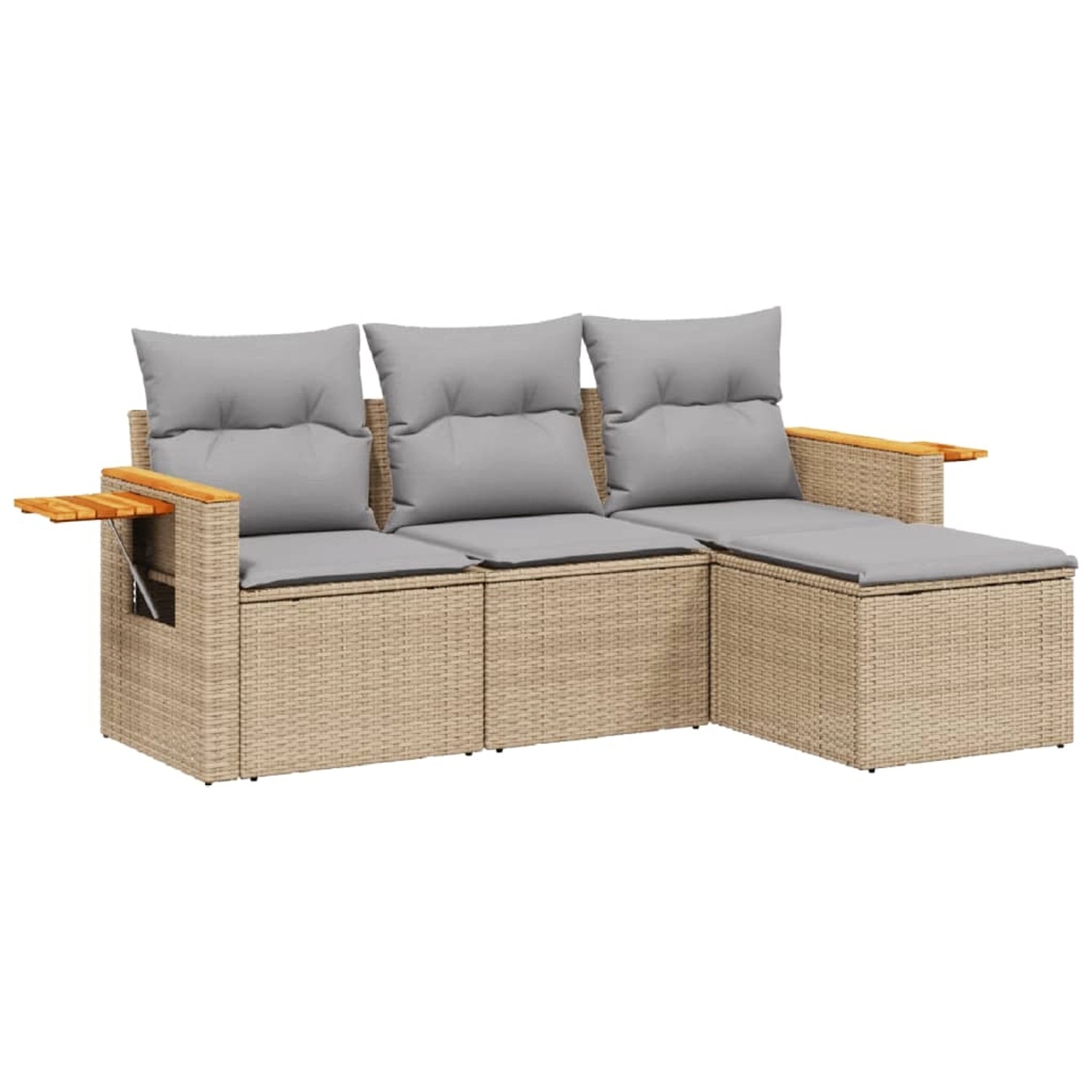 vidaXL 4-Tlg Garten-Sofagarnitur mit Kissen Beige Poly Rattan 3226745 günstig online kaufen