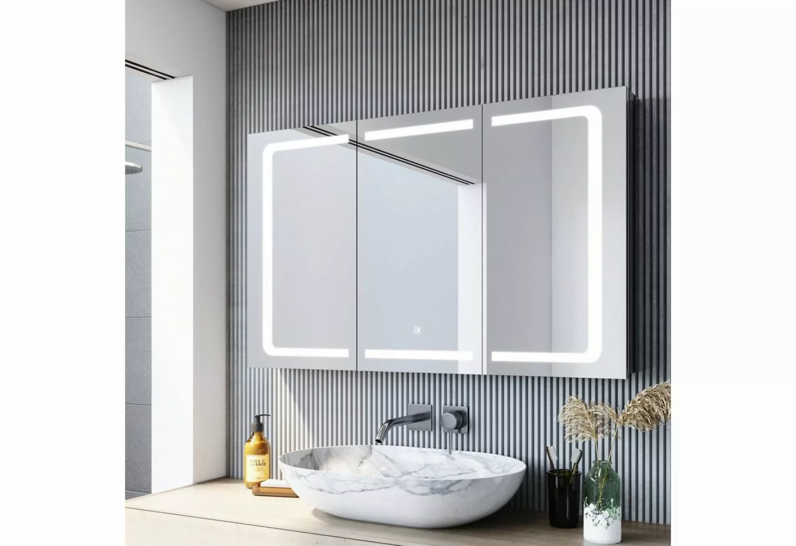 SONNI Spiegelschrank Spiegelschrank bad mit beleuchtung 105x65cm Edelstahl günstig online kaufen