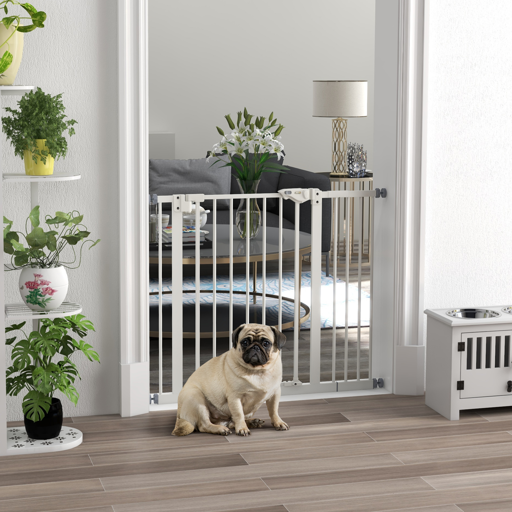 PawHut Türschutzgitter Hunde, Absperrgitter, 74-80/87-94 cm, Treppenschutzg günstig online kaufen
