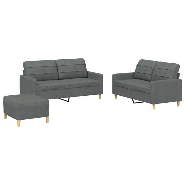 vidaXL Sofa 3-tlg. Sofagarnitur mit Kissen Dunkelgrau Stoff günstig online kaufen