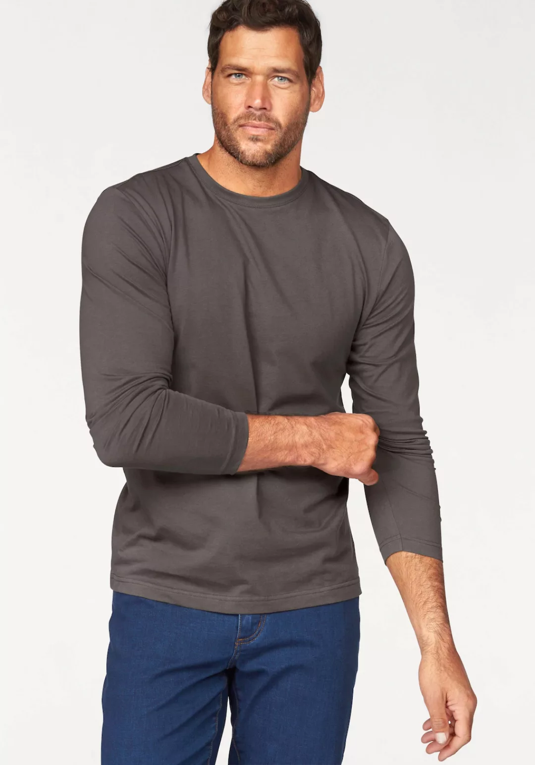 Man's World Langarmshirt (3er-Pack) Langarm, unifarben, aus Baumwolle, im 3 günstig online kaufen