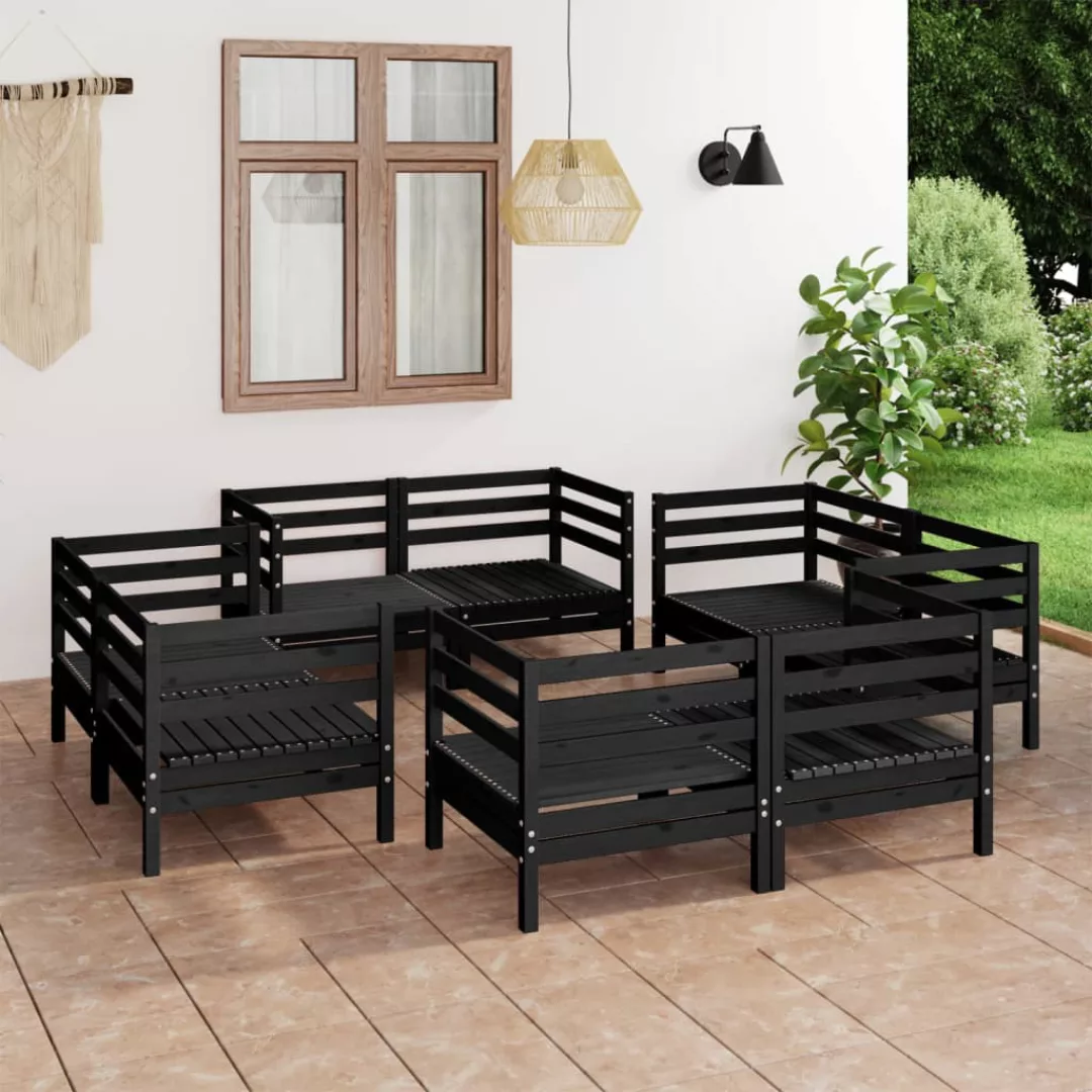 8-tlg. Garten-lounge-set Schwarz Massivholz Kiefer günstig online kaufen