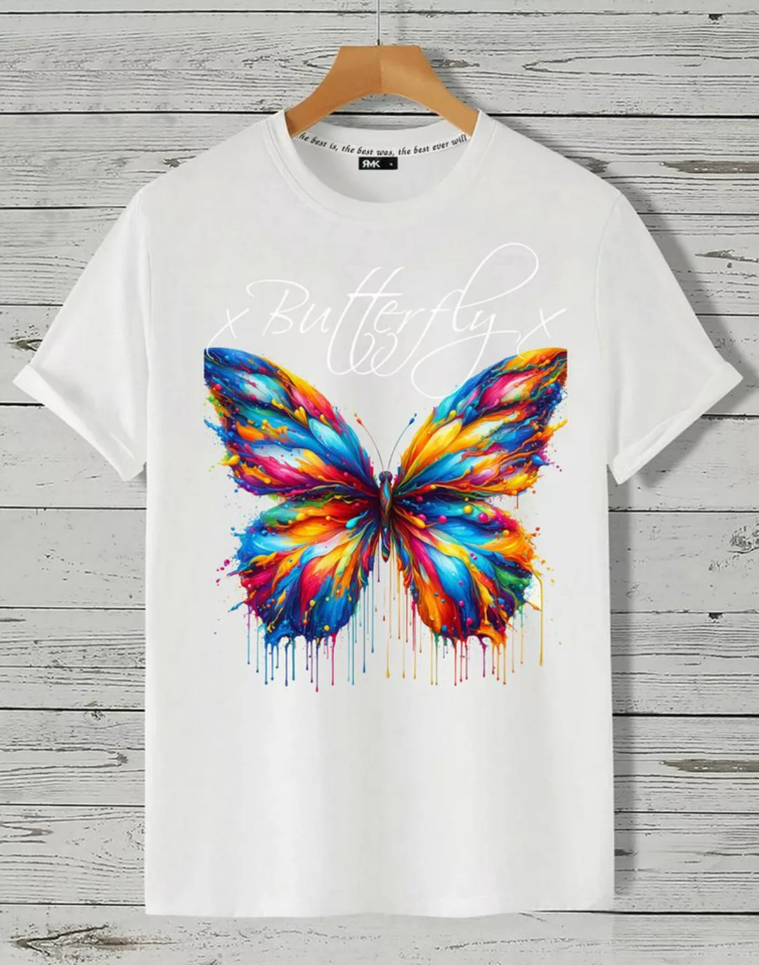 RMK T-Shirt Herren Shirt Basic Rundhals mit Butterfly Regenbogen Schmetterl günstig online kaufen