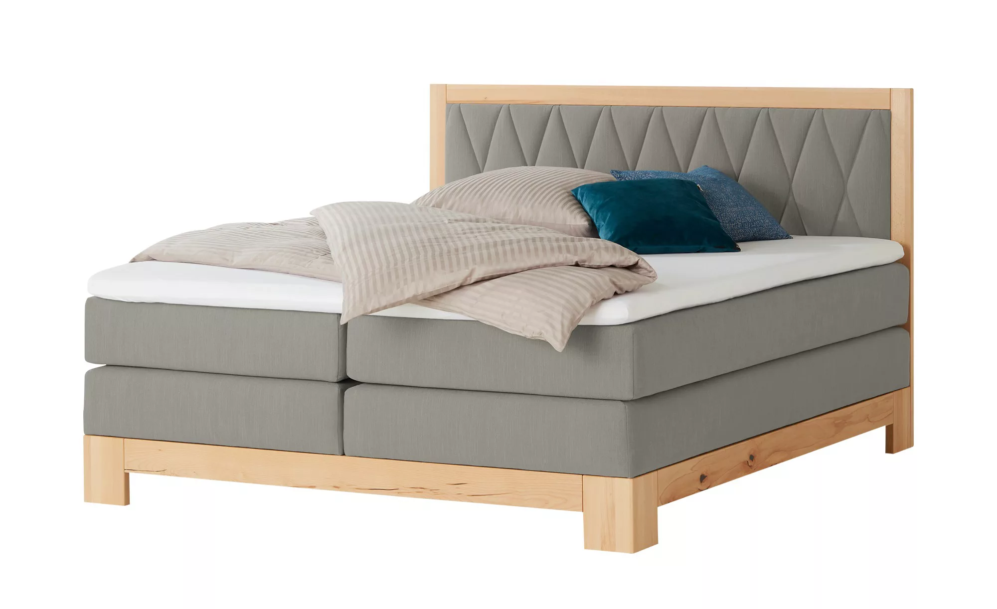 Switch Refresh Boxspringbett teilmassiv Endo - grau - 140 cm - 116 cm - Bet günstig online kaufen