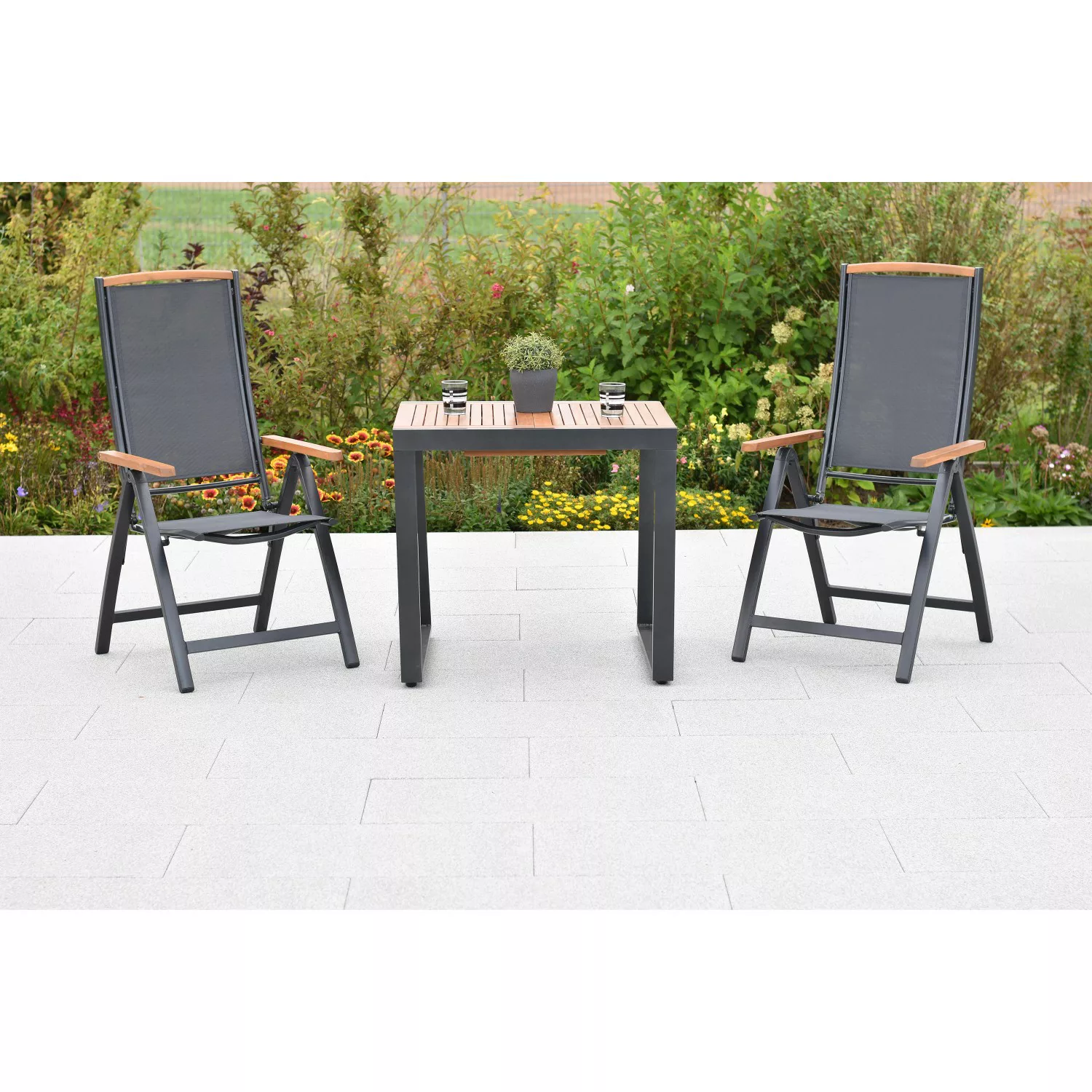 Merxx Siena Set 3-tlg. 2 Klappsessel Balkon-Tisch Ausziehbar günstig online kaufen