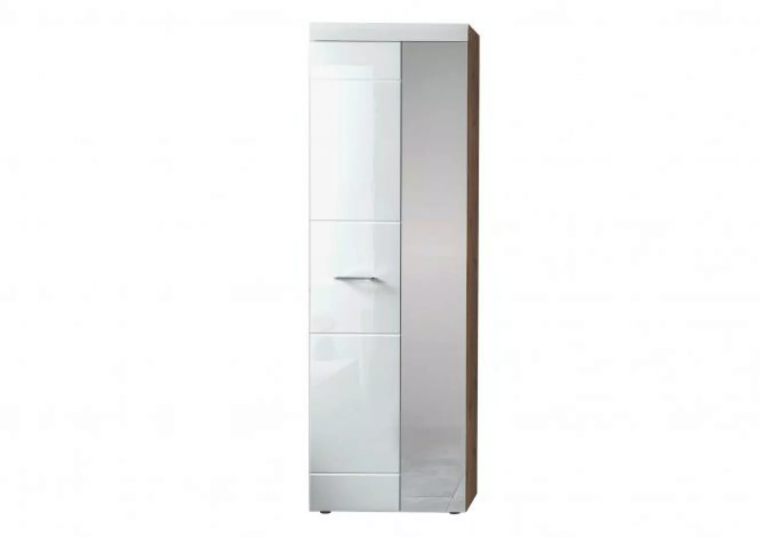 Garderobenschrank 2-trg inkl Spiegel LIRO Artisan / Weiß hochglanz günstig online kaufen