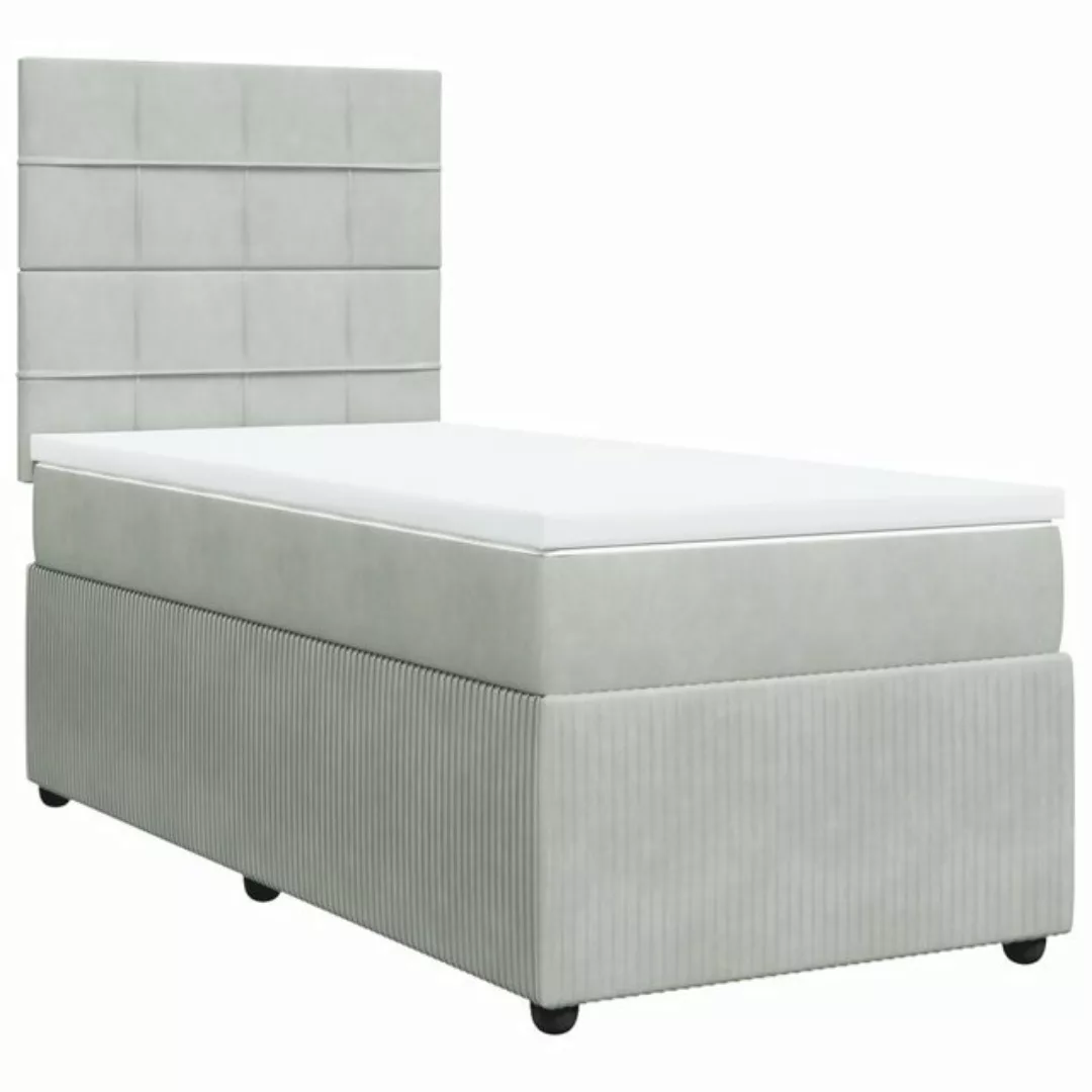 vidaXL Boxspringbett Boxspringbett mit Matratze Hellgrau 90x200 cm Samt Bet günstig online kaufen