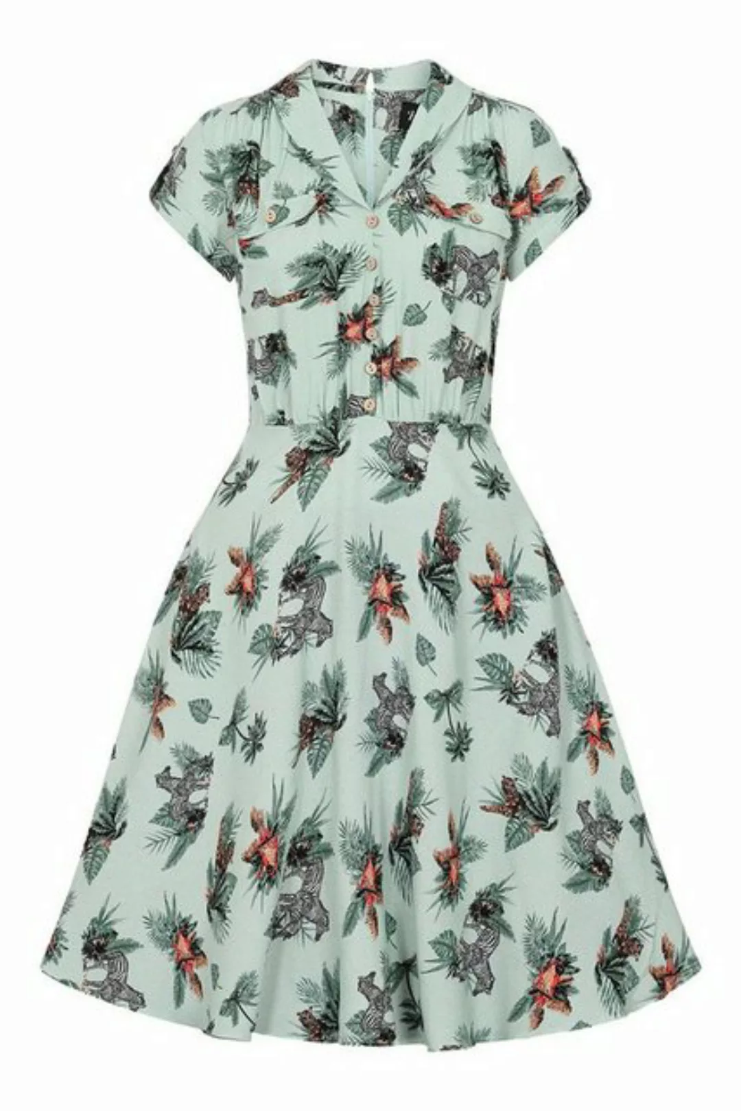 Hell Bunny A-Linien-Kleid Sofia Retro Vintage Swingkleid Rockabilly Palmen günstig online kaufen