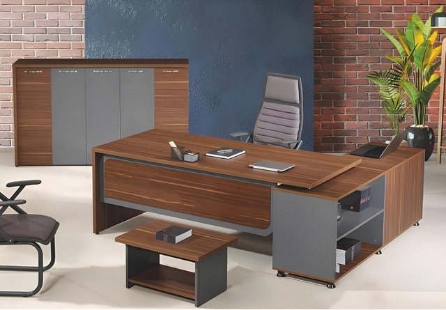 Xlmoebel Sofa Büro-Eckschreibtisch-Set Komplettes 3-teiliges Holz-Büromöbel günstig online kaufen