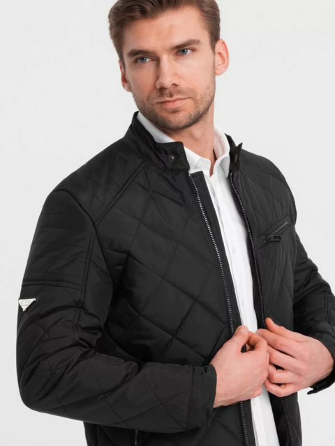 OMBRE Steppjacke BIKER Herren-Steppjacke mit Rautenmuster günstig online kaufen