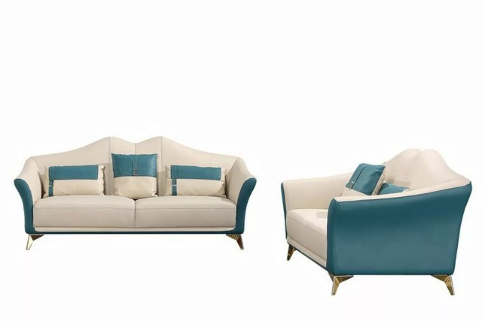 JVmoebel Sofa Orange-weiße Sofagarnitur 3+2 Sitzer modernes Design Neu Pols günstig online kaufen