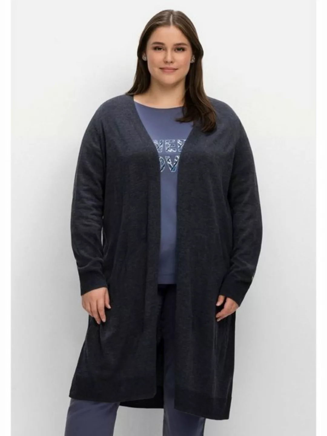 Sheego Longstrickjacke Große Größen aus weichem Viskose-Mix günstig online kaufen