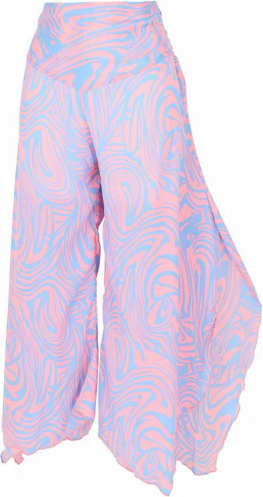Guru-Shop Relaxhose Palazzohose, weite Boho Sommerhose - blau/rosa alternat günstig online kaufen