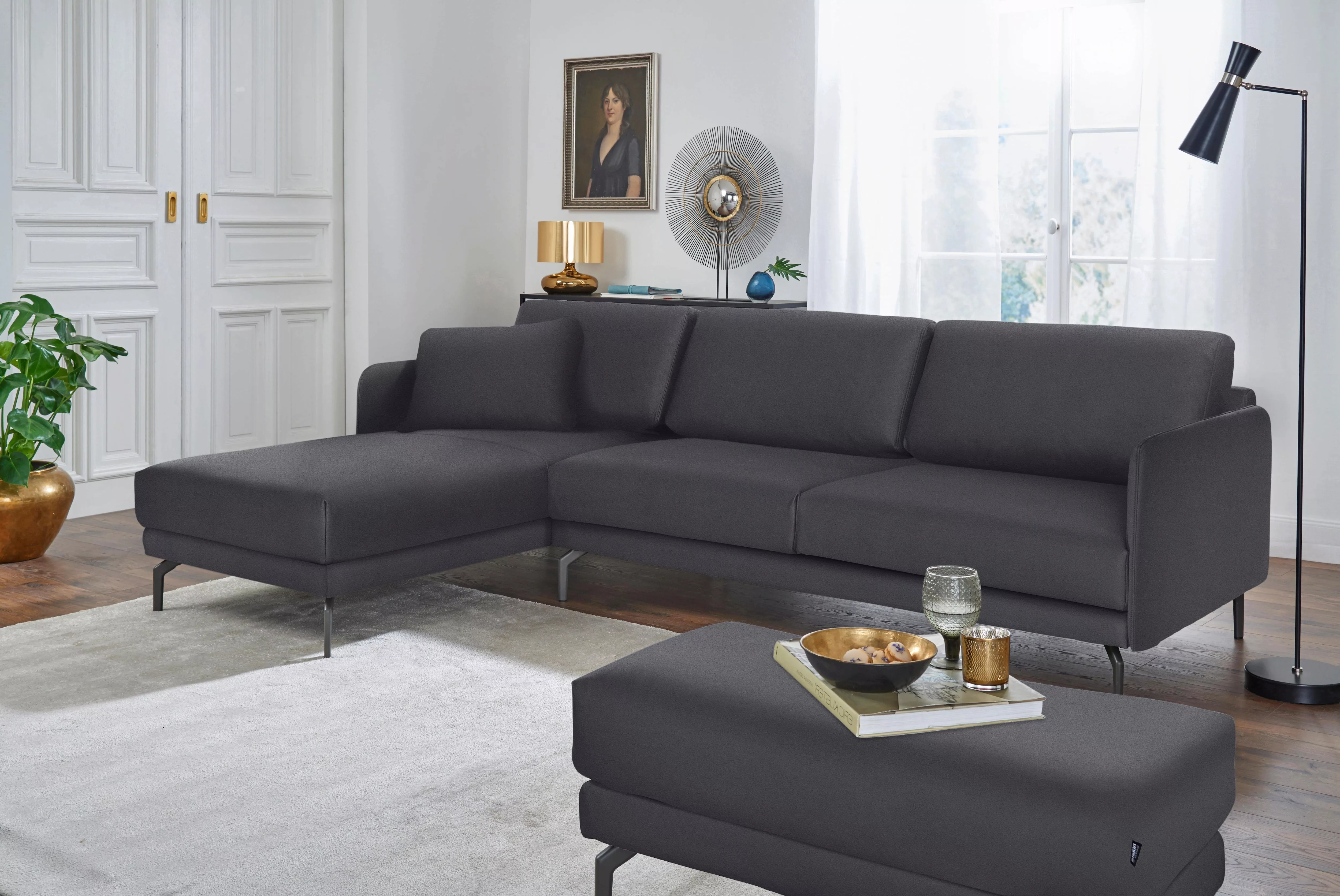 hülsta sofa Ecksofa "hs.450", Armlehne sehr schmal, Breite 234 cm, Alugussf günstig online kaufen