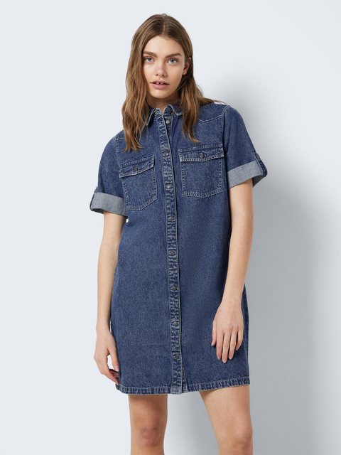 Noisy may Shirtkleid Kurzes Denim Jeanskleid Oversize Kurzarm Hemd Design ( günstig online kaufen