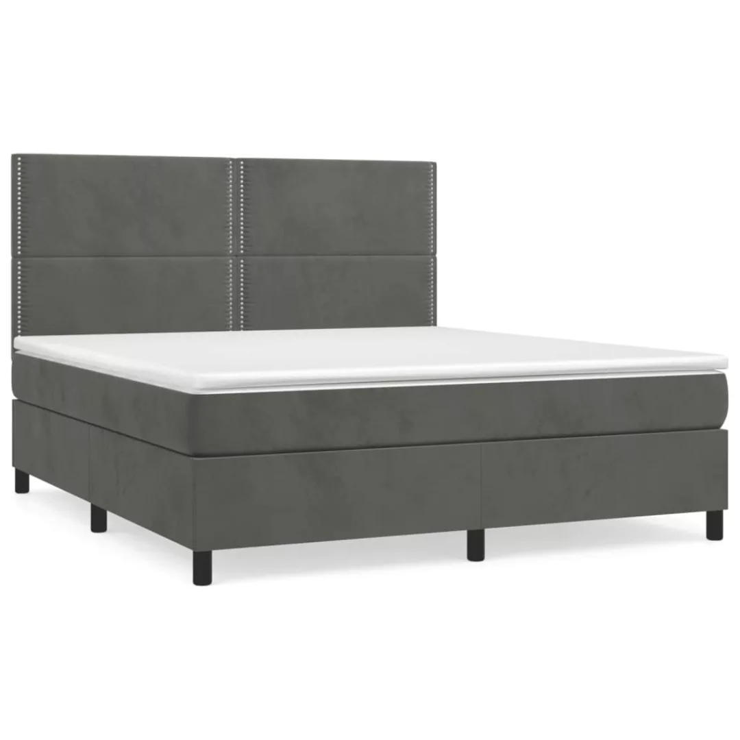 Vidaxl Boxspringbett Mit Matratze Dunkelgrau 180x200 Cm Samt günstig online kaufen