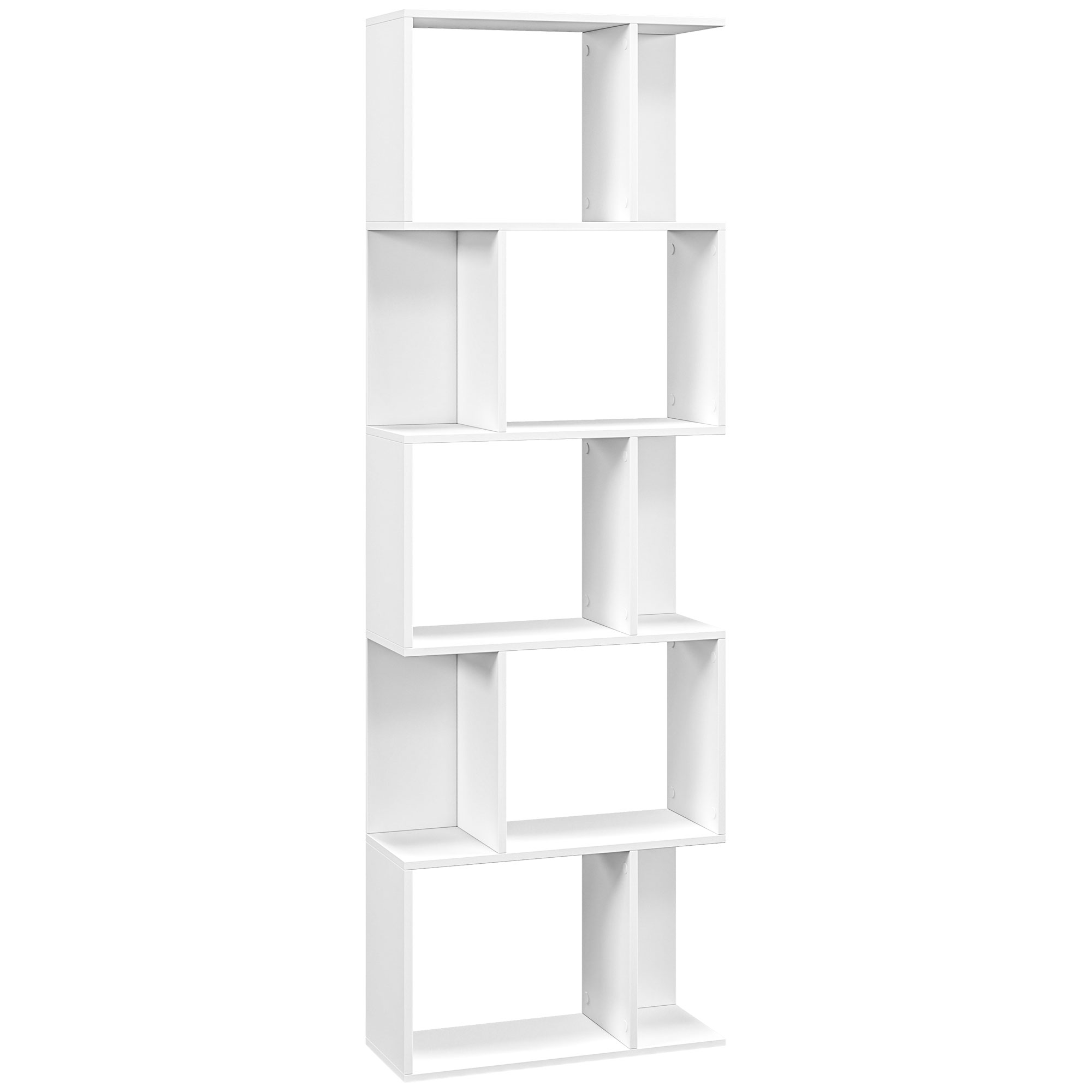 HOMCOM Regal Standregal mit 5 Unterteilten Regalen, Platzsparendes S-förmig günstig online kaufen