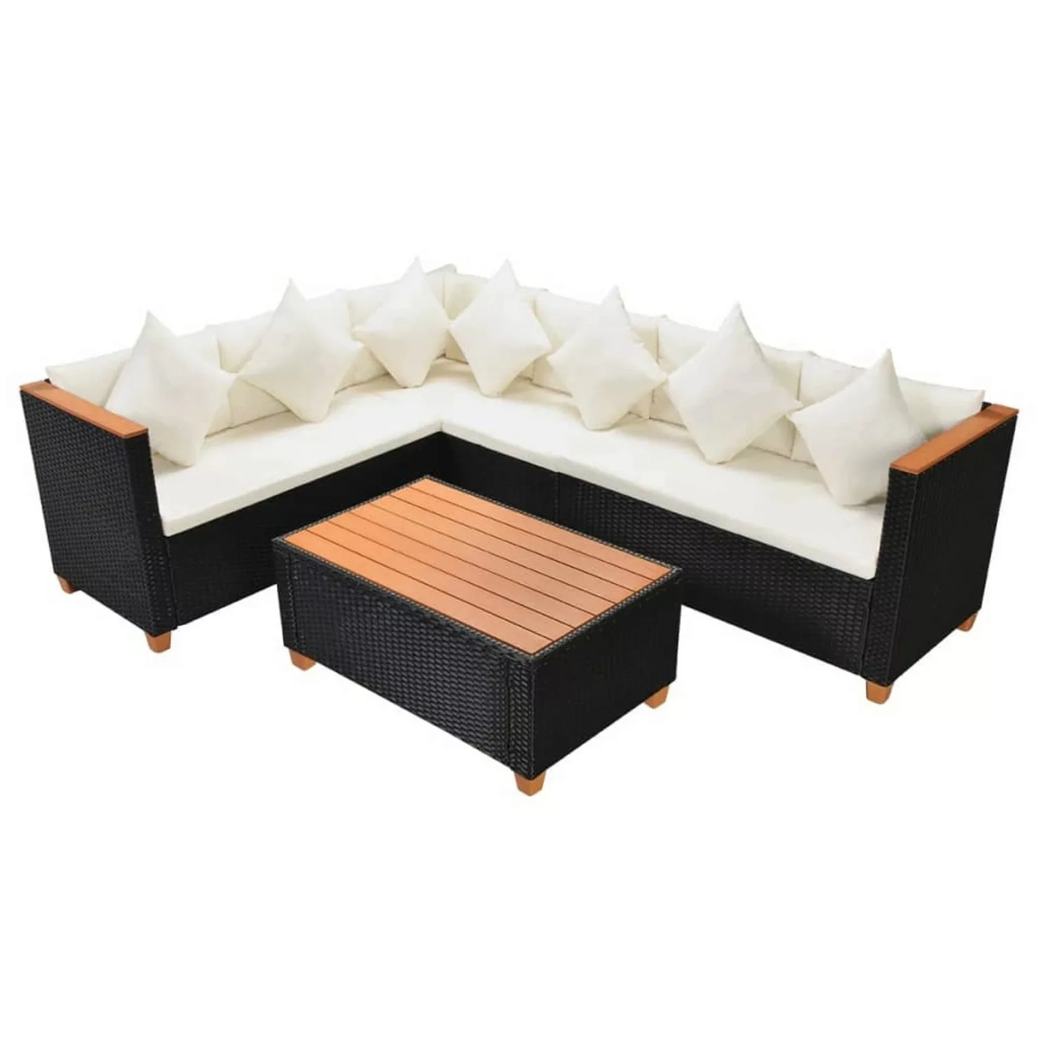 4-tlg. Garten-lounge-set Mit Auflagen Poly Rattan Schwarz günstig online kaufen