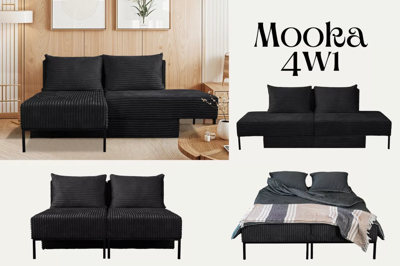 Kaiser Möbel Ecksofa Sofa, Betten, Liegestuhl, MOOKA 4in1-Multifunktions-Sy günstig online kaufen