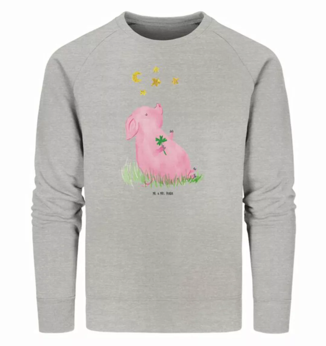 Mr. & Mrs. Panda Longpullover Größe XXL Schwein Glück - Heather Grey - Gesc günstig online kaufen