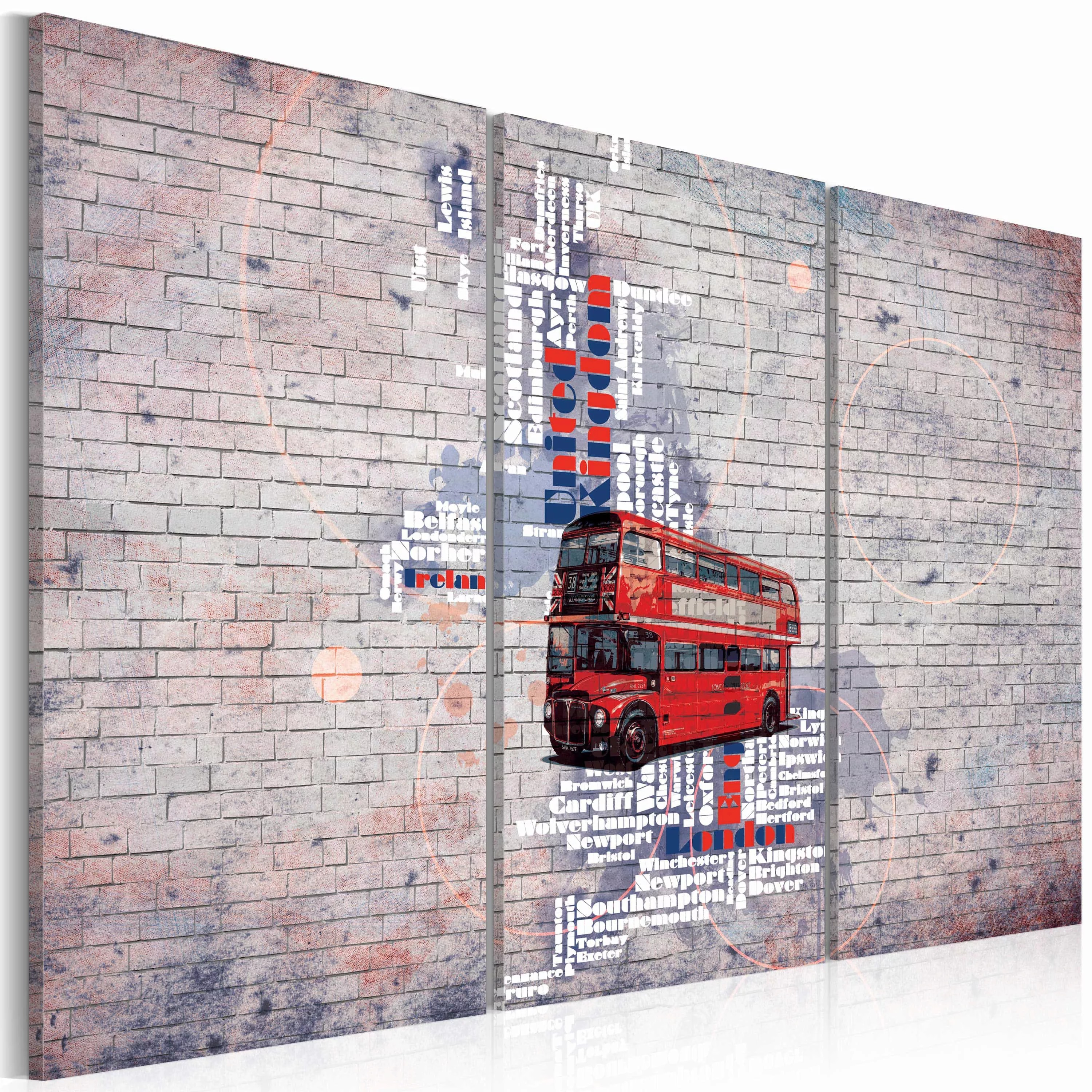 Wandbild - Rund um Großbritannien mit dem Routemaster - Triptychon günstig online kaufen