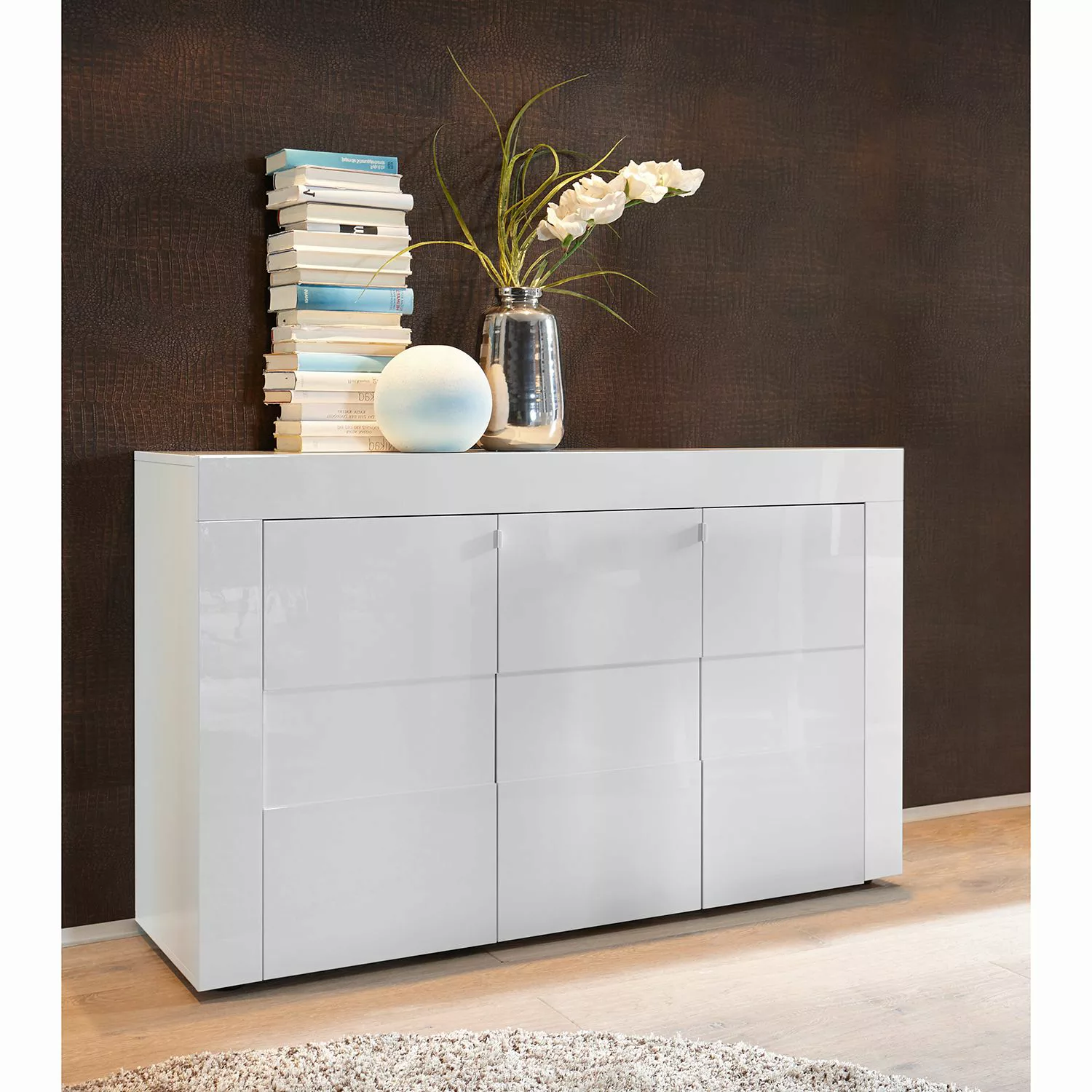 home24 LC Spa Sideboard Easy I Hochglanz Weiß Spanplatte 138x84x42 cm (BxHx günstig online kaufen