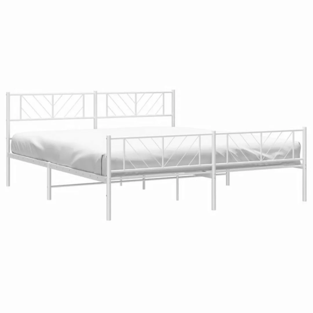 vidaXL Bett Bettgestell mit Kopf- und Fußteil Metall Weiß 180x200 cm günstig online kaufen