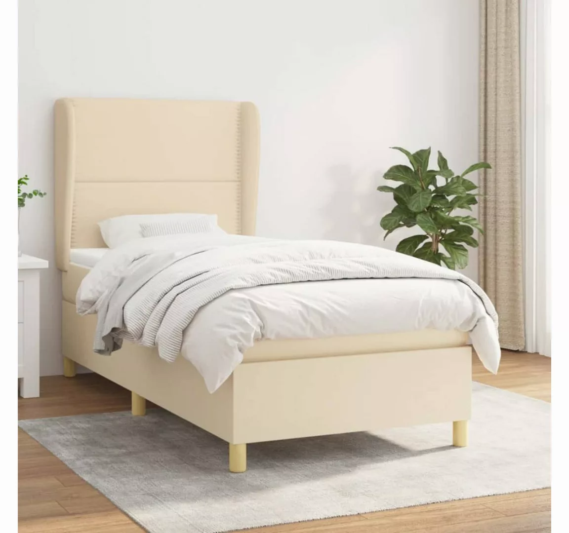 vidaXL Boxspringbett Boxspringbett mit Matratze Creme 80x200 cm Stoff Bett günstig online kaufen