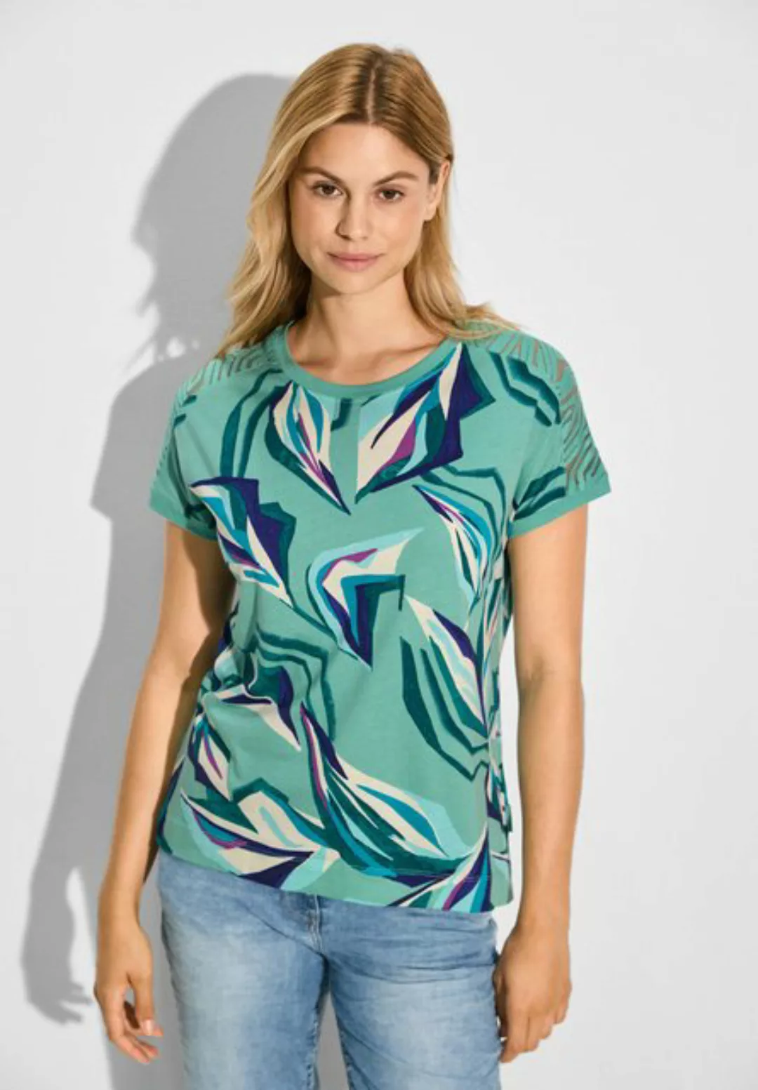 Cecil Kurzarmshirt - kurzarm Shirt mit Floral Print - T-Shirt All-Over-Prin günstig online kaufen