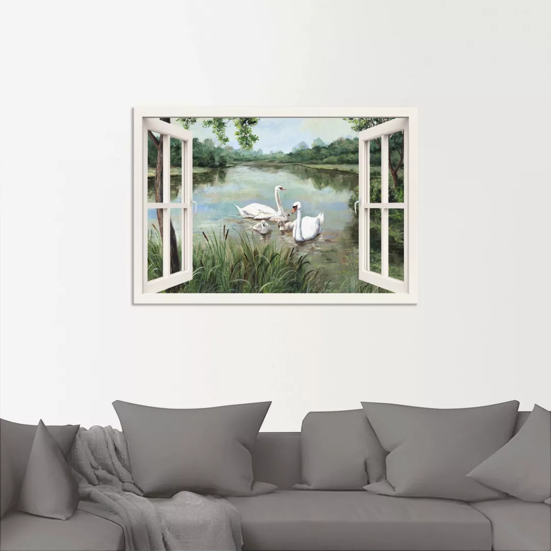 Artland Wandbild »Fensterblick - Schwäne«, Vögel, (1 St.) günstig online kaufen