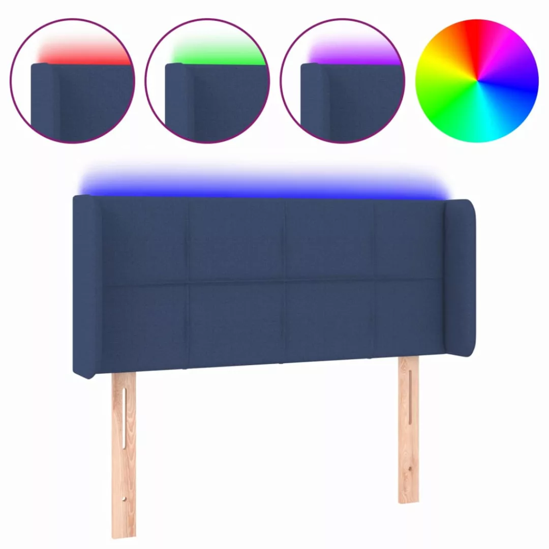 vidaXL Bett, LED Kopfteil Blau 83x16x78/88 cm Stoff günstig online kaufen