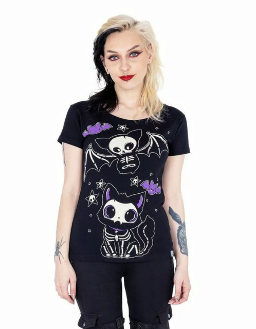 Cupcake Cult T-Shirt Skelly Cat Kawaii Katze günstig online kaufen