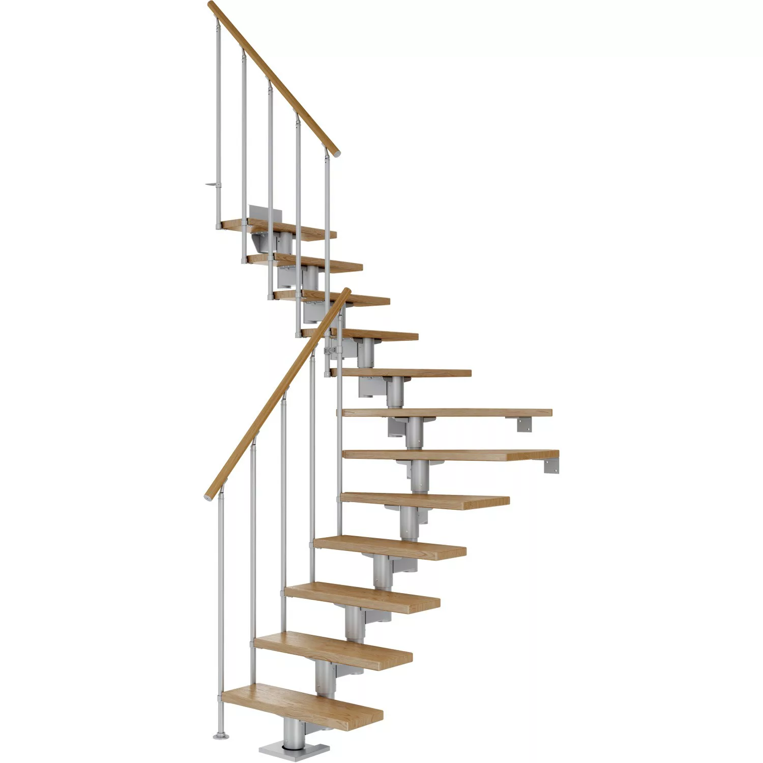 Dolle Mittelholmtreppe Cork Eiche Perlgrau GH b. 292 cm 1/4 Gewendelt 75 cm günstig online kaufen