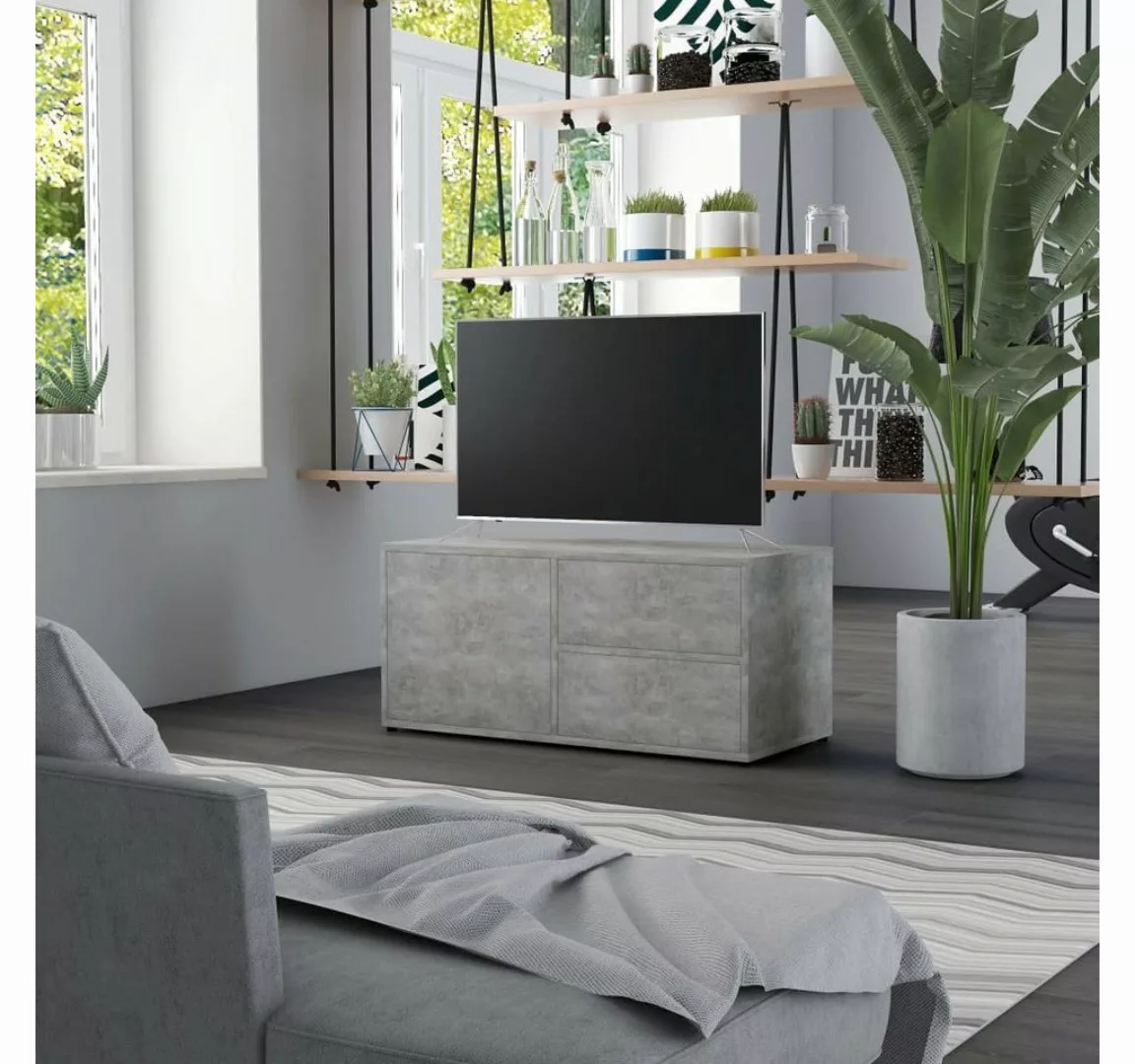 furnicato TV-Schrank Betongrau 80x34x36 cm Holzwerkstoff günstig online kaufen