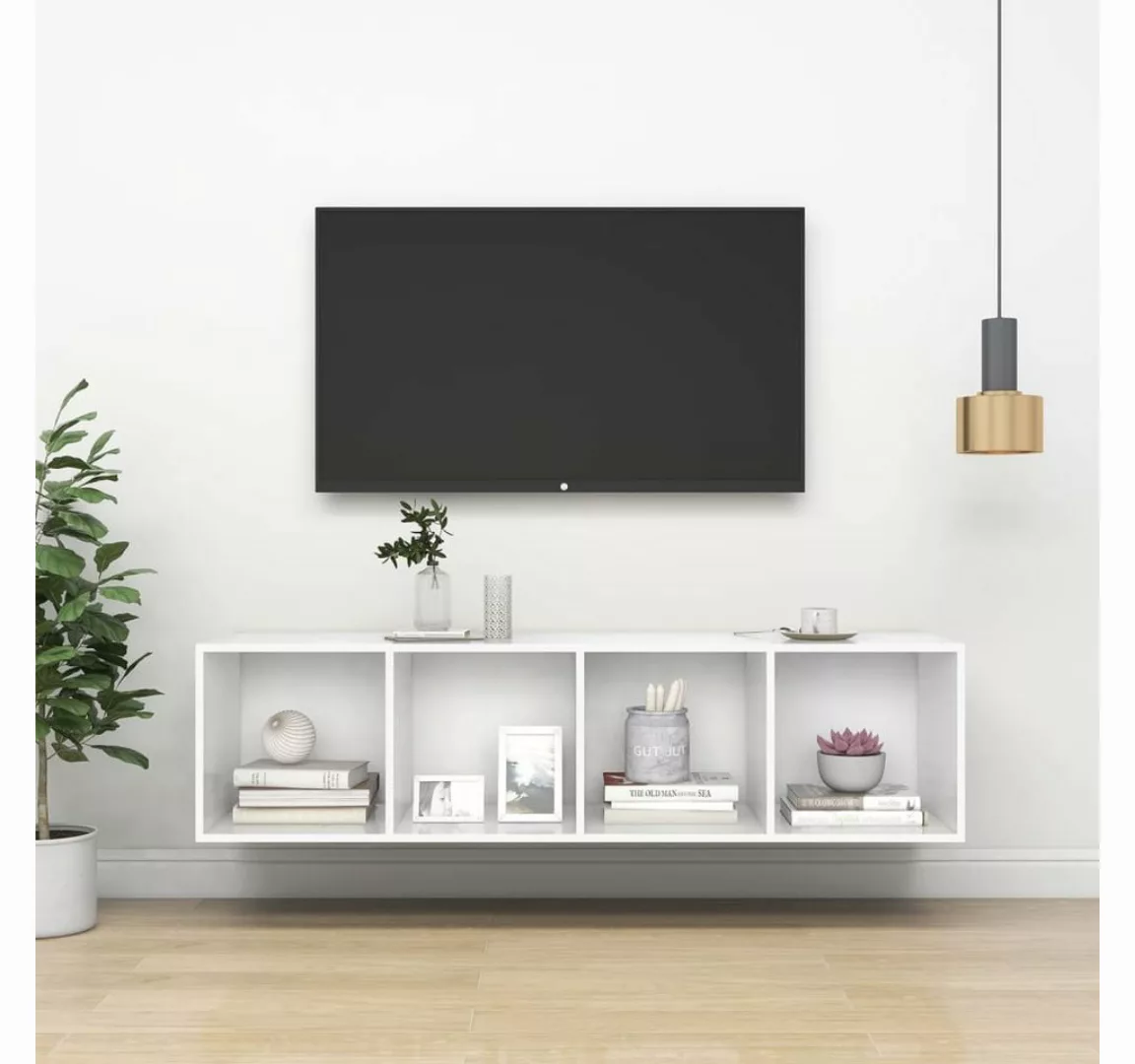 furnicato TV-Schrank TV-Wandschrank Weiß 37x37x142,5 cm Holzwerkstoff günstig online kaufen
