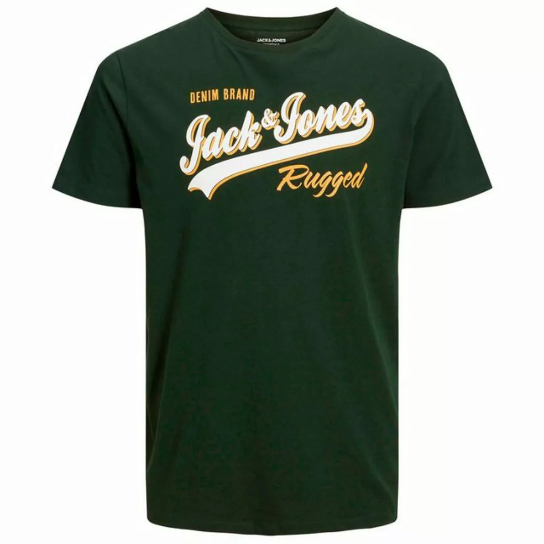 Jack & Jones Rundhalsshirt Große Größen Herren T-Shirt dunkelgrün Print Jac günstig online kaufen