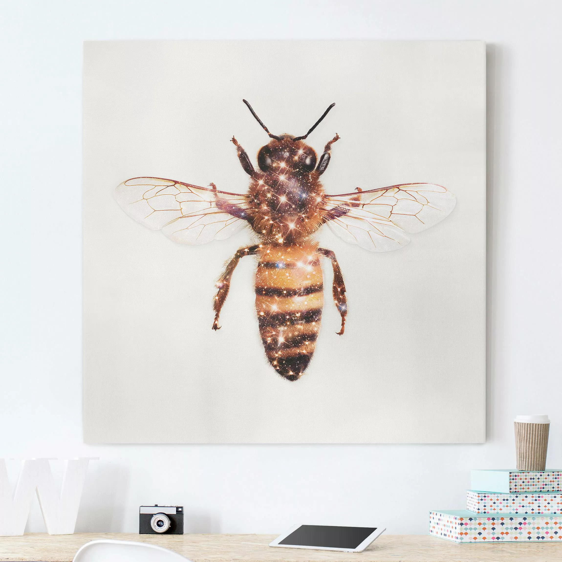 Leinwandbild Biene mit Glitzer günstig online kaufen